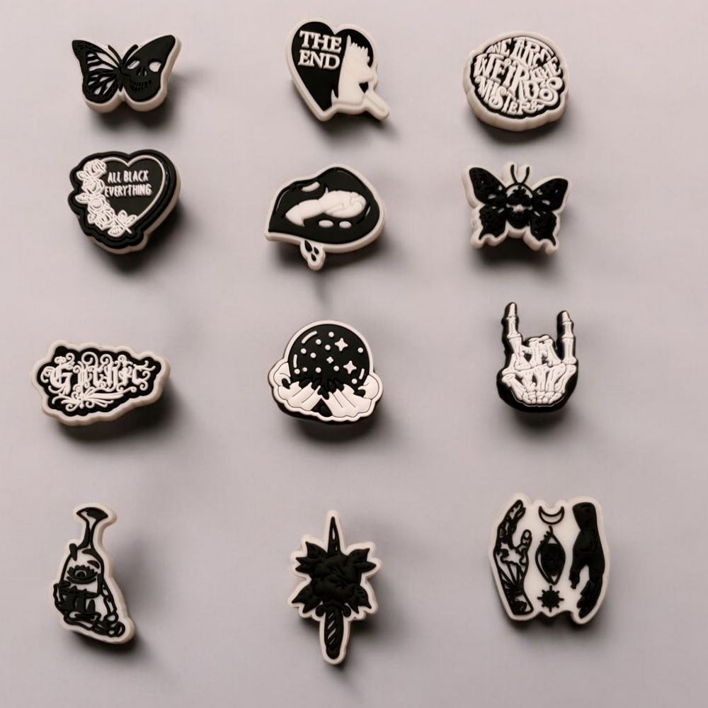 Gothic Croc Charms Jibbitz Set Dark Aesthetic Shoe Accessories
